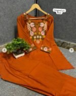 Handcrafted Jaipur Cord Set  Color - Rust/orange - Image 4