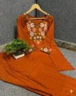 Handcrafted Jaipur Cord Set  Color - Rust/orange - Image 3