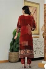 Maroon Printed Kurta Set with Dupatta – m-xxl Fabric -muslin - Image 3