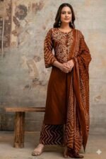 Bandhej Print kurta set   Coffe color , or brown - Image 2