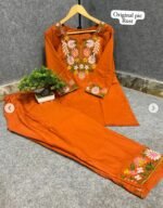 Handcrafted Jaipur Cord Set  Color - Rust/orange - Image 5