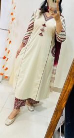 🌹🌹Pure fine Cotton fabric  🪡🧶 heavy embroidery  Kurti with Pant with cotton 100-100 Dupatta🌹🌹