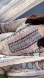 Featuring Lilac Silks Suit which is beautifully decorated with digital prints and hand embroidery and hand works. It is absolutely perfect for your upcoming occasions, it is very easy breezy and comfortable. - Image 5
